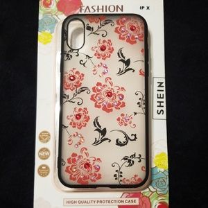 I Phone X NWT Rubber Red Floral Rhinestone Case